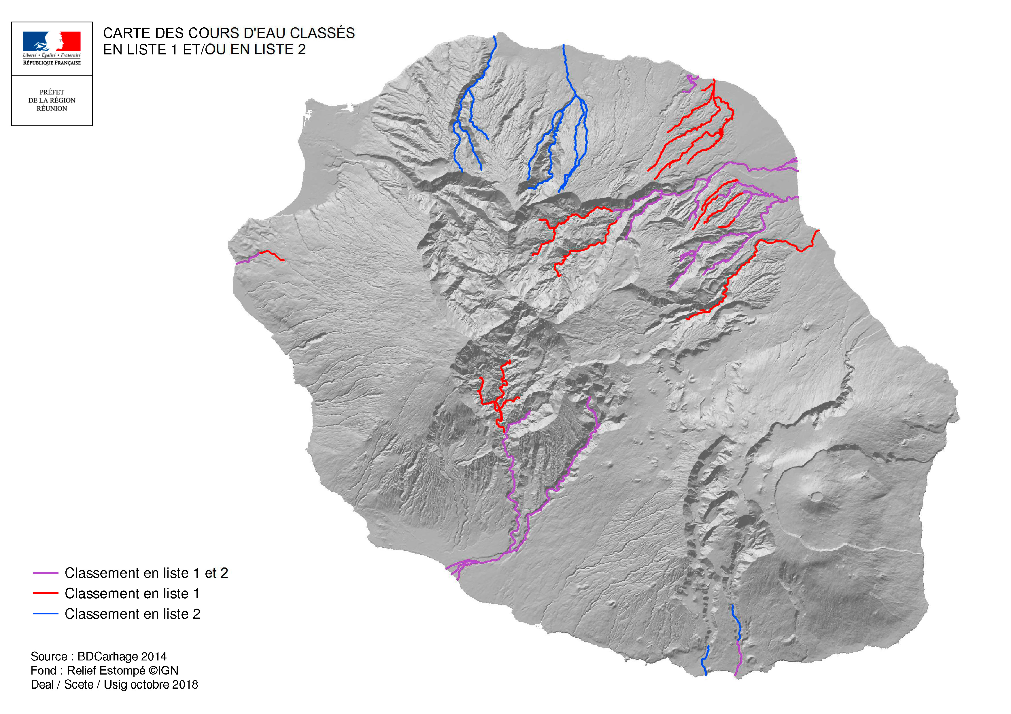 Cartographie classement des cours d'eau